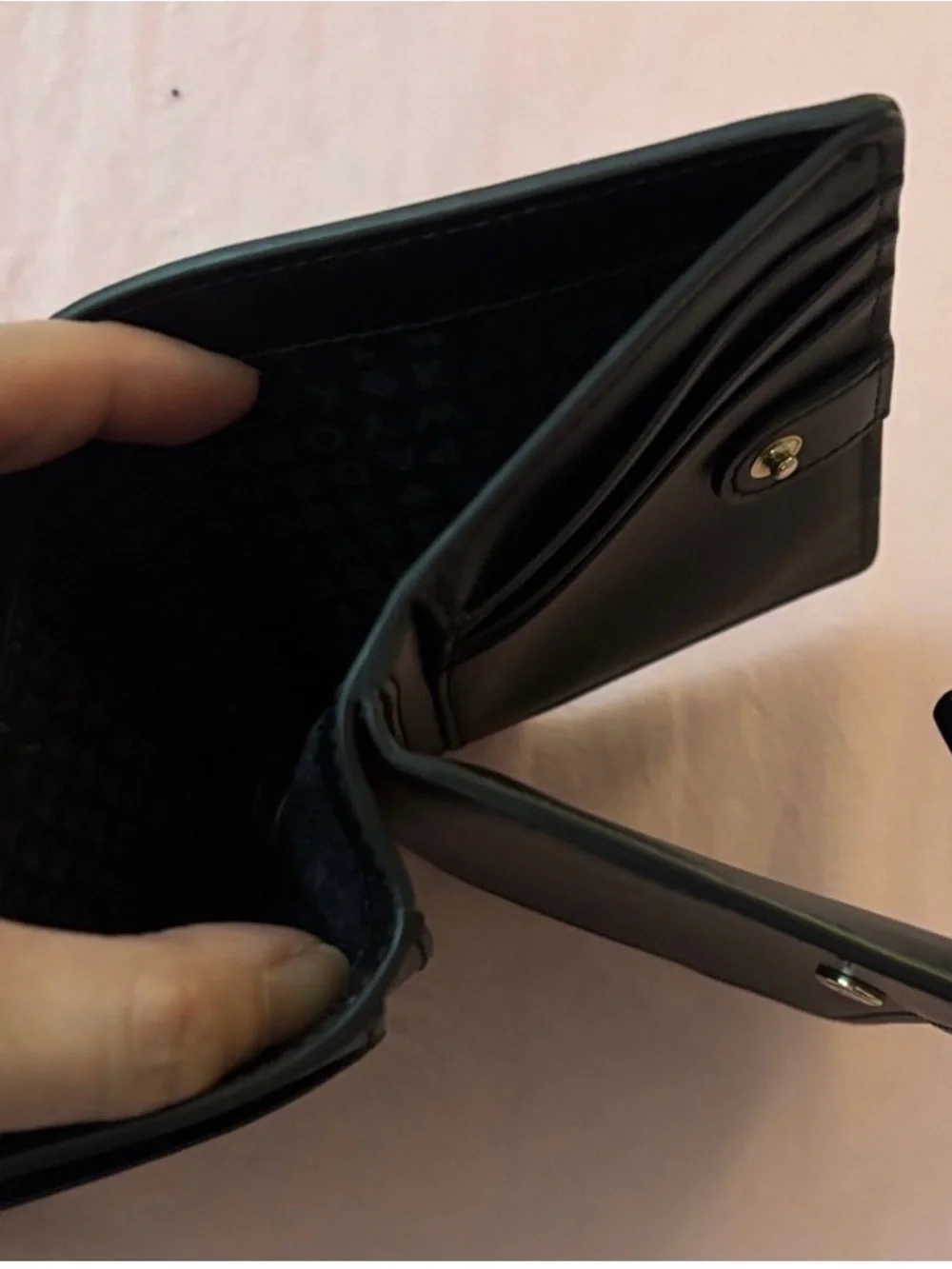 kate spade Black Leather Wallet with White Trim and Gold Logo